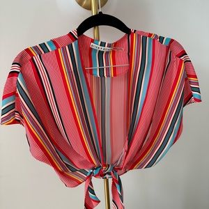 Alice & Olivia Striped Tie Top
